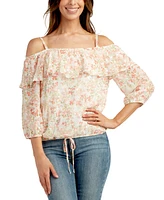 Bcx Juniors' Embroidered Off-The-Shoulder Ruffle Top