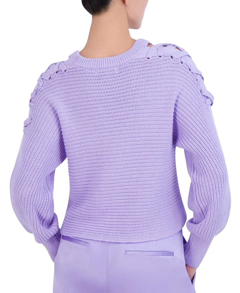 Bcbg New York Women's Lace-Up Shoulder Sweater