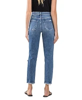 Flying Monkey Women's Super High Rise Distressed Mom Jeans