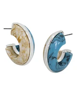 Robert Lee Morris Soho Semi-Precious Mixed Stone Chunky Hoop Earrings