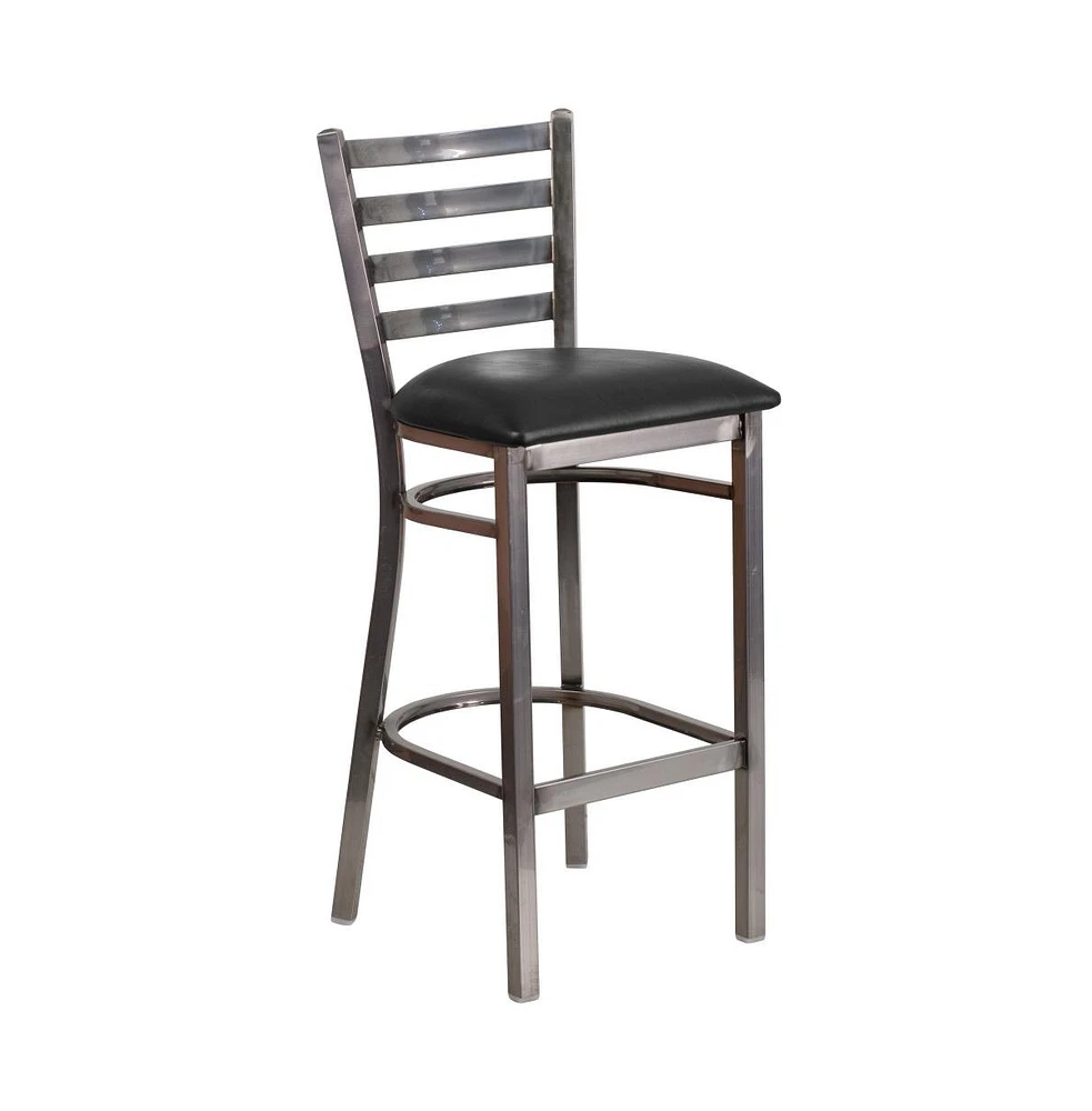 Clear Coated Ladder Back Metal Restaurant Dining Barstool