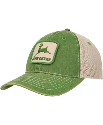 Men's Top of the World Green Distressed John Deere Classic Vintage-Like Washed Trucker Adjustable Hat
