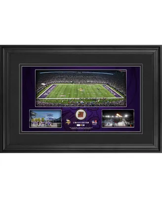 Minnesota Vikings Framed 10" x 18" Stadium Panoramic Collage with Game-Used Football - Limited Edition of 500