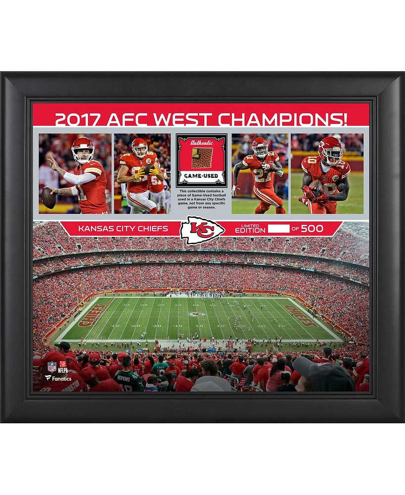 Kansas City Chiefs Framed 15" x 17" 2017 Afc West Champions Collage with a Piece of Game-Used Football - Limited Edition of 500