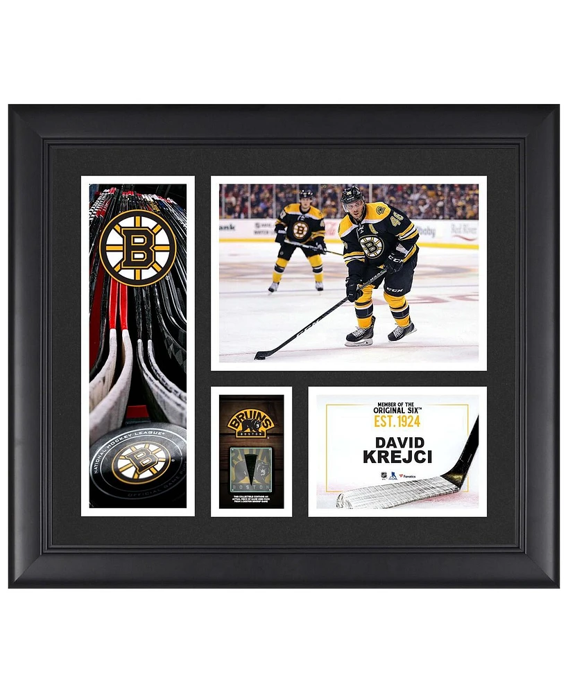 David Krejci Boston Bruins Framed 15" x 17" Player Collage with a Piece of Game-Used Puck