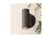 Modern Sconce Outdoor Wall Light Fixture Matte Bronze Cylinder 6 1/2" Tempered Glass Lens Up Down Decor for Exterior House Porch Patio Outside Deck Ga