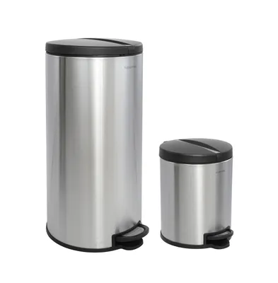 Oscar Round Step-Open Trash Can with Mini Trash Can
