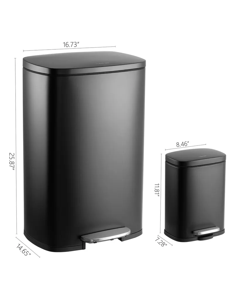 Connor Rectangular Trash Can with Soft-Close Lid and Mini Trash Can