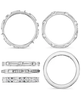 3-Pc. Set Cubic Zirconia Round & Baguette Polished Stack Rings
