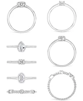 4-Pc. Set Cubic Zirconia Mixed-Cut Bezel & Claw Stack Rings