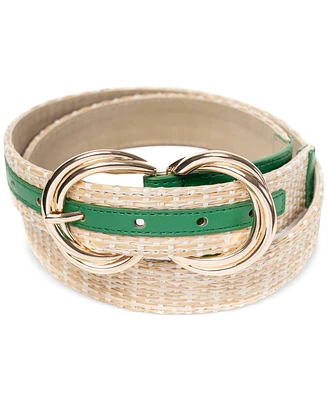 Style & Co Women's Mixed-Media Double-Buckle Belt, Created for Macy's