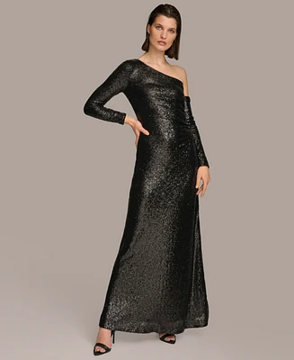 Donna Karan Women's Sequin One-Shoulder Gown Dress