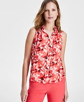 Anne Klein Women's Ruffled Tie-Neck Floral-Print Top