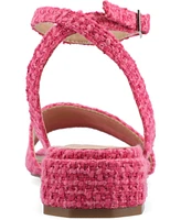 Journee Collection Women's Adleey Ankle Strap Tweed Block Heel Sandals