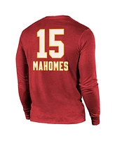 Men's Majestic Threads Patrick Mahomes Red Kansas City Chiefs Super Bowl Lviii Name and Number Tri-Blend Long Sleeve T-shirt