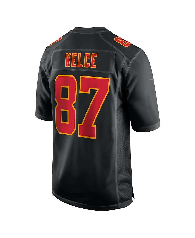 Men's Nike Travis Kelce Black Kansas City Chiefs Super Bowl Lviii Carbon Fashion Game Player Jersey