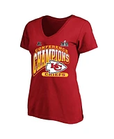 Women's Fanatics Red Kansas City Chiefs 2023 Afc Champions Plus Size Hail Mary V-Neck T-shirt