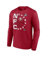 Men's Fanatics Scarlet San Francisco 49ers 2023 Nfc Champions Right Side Draw Long Sleeve T-shirt