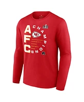 Men's Fanatics Red Kansas City Chiefs 2023 Afc Champions Right Side Draw Long Sleeve T-shirt