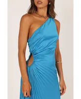 Flin Pleated One Shoulder Midi Dress
