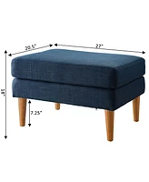 Convenience Concepts 27" Faux Linen Marlow Mid Century Ottoman