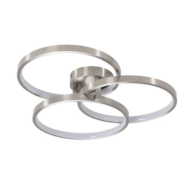 Simplie Fun Three Ring Design, Contemporary Semi-Flush Mount With Inner Ring Illumination Ceiling Lamp