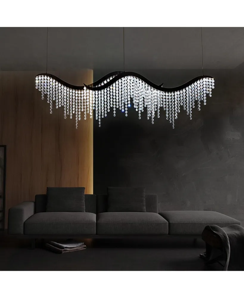 Dangling Wave Crystal Chandeliers