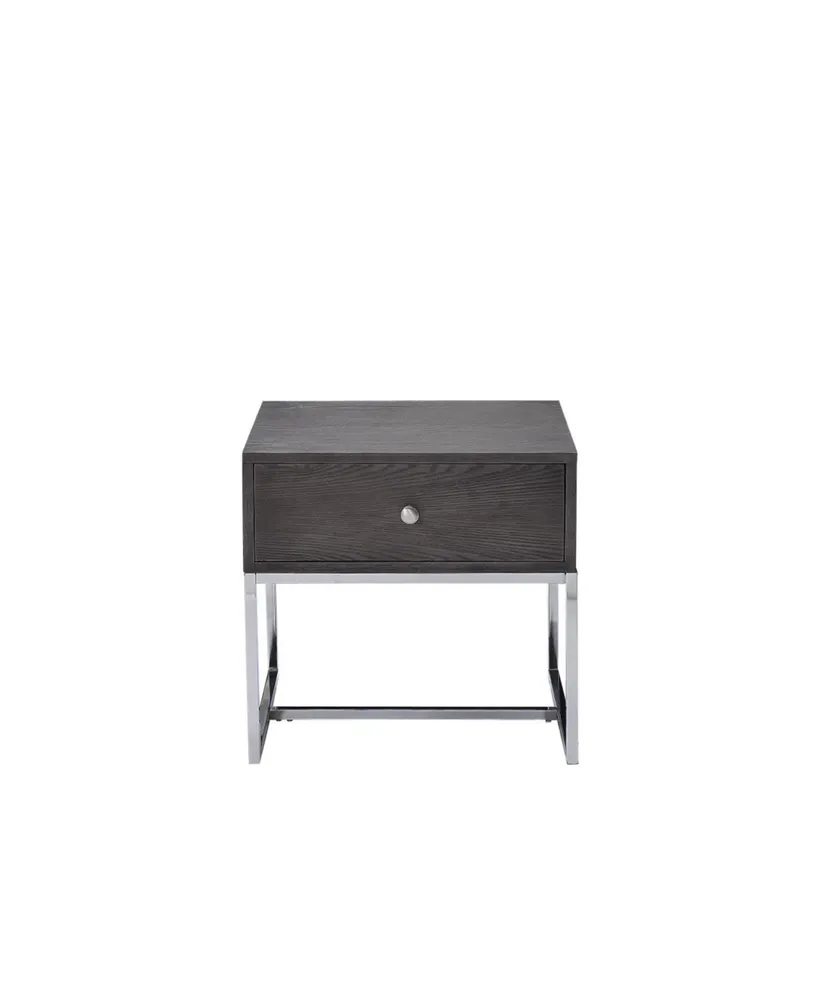 Simplie Fun Iban End Table In Gray Oak & Chrome