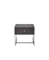 Simplie Fun Iban End Table In Gray Oak & Chrome