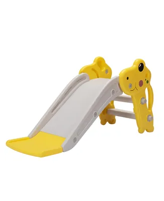 Simplie Fun Yellow+Gray Kids Slide with Basketball Hoop