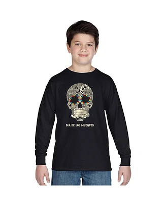 Boy's Word Art Long Sleeve - Dia De Los Muertos T shirt