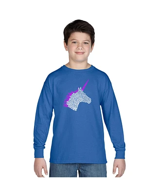 Boy's Word Art Long Sleeve - Unicorn Tshirt