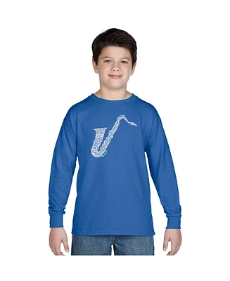 Boy's Word Art Long Sleeve T shirt - Sax