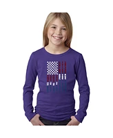 Girl's Word Art Long Sleeve - Support our Troops Tshirt