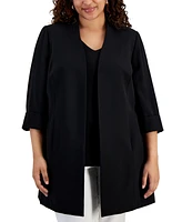 Kasper Plus Size Stretch Crepe Topper Jacket