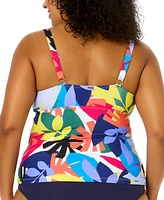 Anne Cole Plus Size Crossover Bandeau Underwire Tankini Top