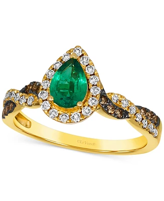 Le Vian Costa Smeralda Emeralds (3/8 ct. t.w.) & Diamond (1/3 ct. t.w.) Pear Halo Ring in 14k Gold