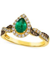 Le Vian Costa Smeralda Emeralds (3/8 ct. t.w.) & Diamond (1/3 ct. t.w.) Pear Halo Ring in 14k Gold