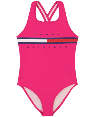 Tommy Hilfiger Big Girls Classic Flag One Piece Swimsuit