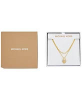 Michael Kors Silver-Tone or Gold-Tone Double Layer Heart Lock Necklace