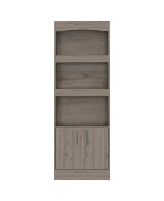 Simplie Fun Simma Bookcase, Metal Hardware, Three Shelves, Double Door Cabinet