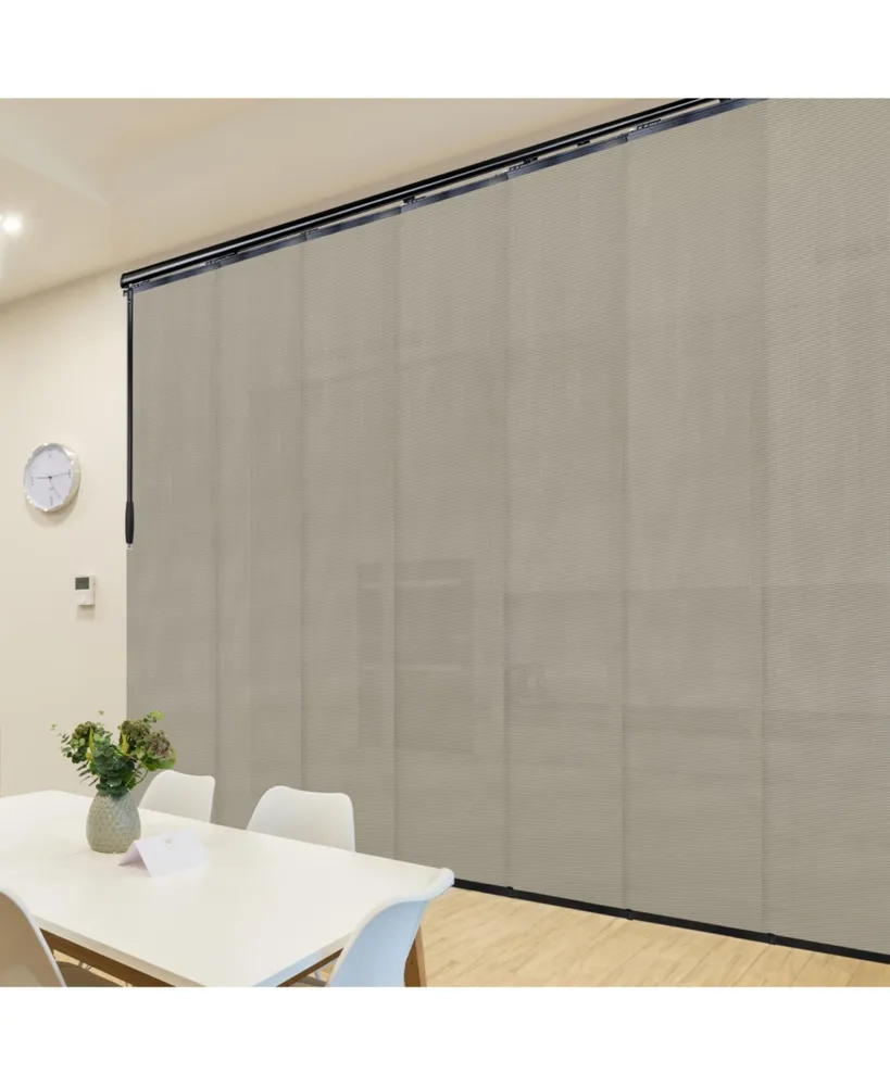 Slate Mesh Blind 7-Panel Single Rail Panel Track Extendable 110"-153"W x 94"H, width 23.5"