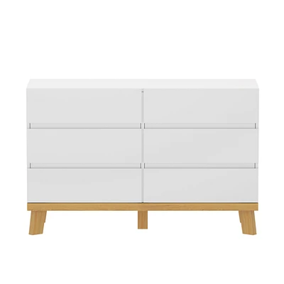Simplie Fun 47.24" 6-Drawers Mdf Storage Cabinet, For Bedroom, Living Room, Dining Room, Hallways, White