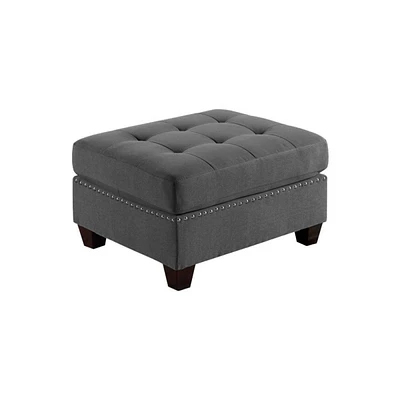 Simplie Fun Living Room Furniture Tufted Corner Wedge Linen Like Fabric 1Pc Cushion Nailheads Wedge Sofa Wooden Legs