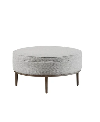 Harriet Upholstered Round Cocktail Ottoman with Metal Base 34" Dia