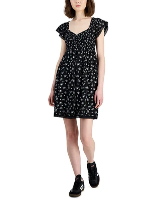 Self Esteem Juniors' Smocked Flutter-Sleeve Mini Dress