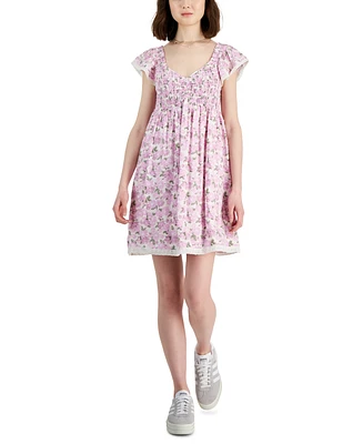 Self Esteem Juniors' Smocked Flutter-Sleeve Mini Dress