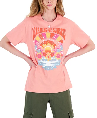 Rebellious One Juniors' Sunset Dreams Cotton Graphic T-Shirt