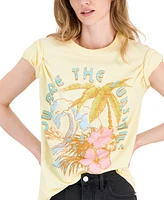 Rebellious One Juniors' Sunshine Cotton Floral Graphic T-Shirt