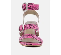 Nella Womens Stacked Heel Leather Sandal
